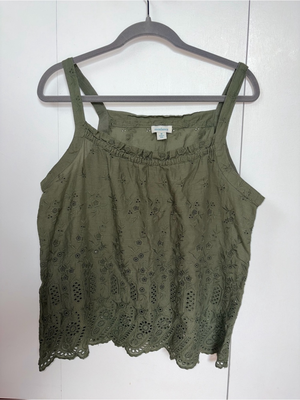 Sundance Olive Eyelet Tank Top